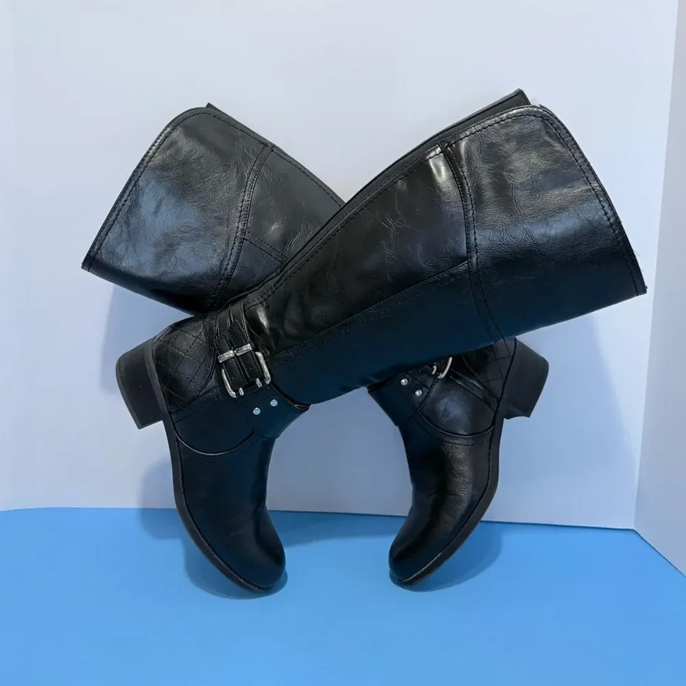 Unisa Women's Black Leather Knee-High Boots Size 6M Style